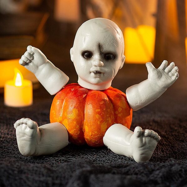 Halloweenské dekorace Strašidelná panenka dýňové poke-Ins 5 kusů 4 palce