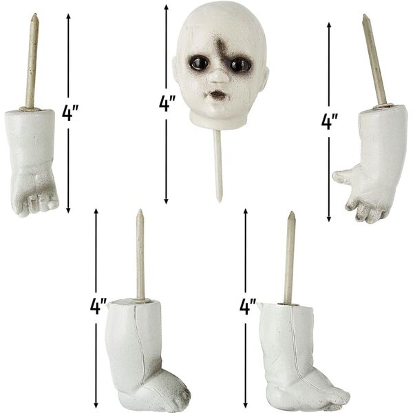 Halloweenské dekorace Strašidelná panenka dýňové poke-Ins 5 kusů 4 palce