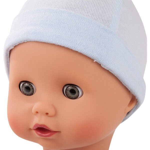 Gotz Muffin to Dress 13" Soft Cloth/Vinyl Baby Doll in Blue with Blue Sleeping Eyes