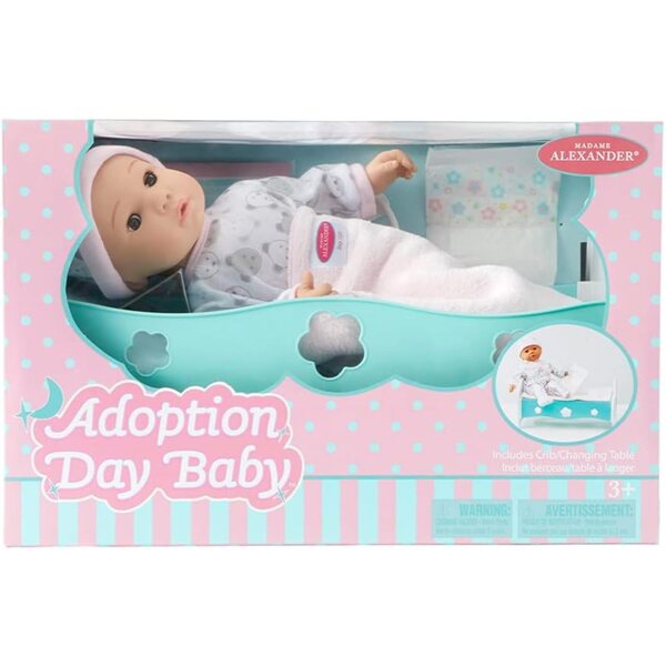 Madame Alexander 14" Adoption Day Baby Girl Puppe, helle Haut und braune Augen