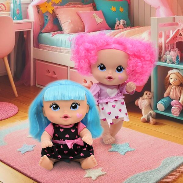 Cuddle Kids Yummy Hearts 11": 2 Puppen mit bunten Haaren und austauschbarer Kleidung