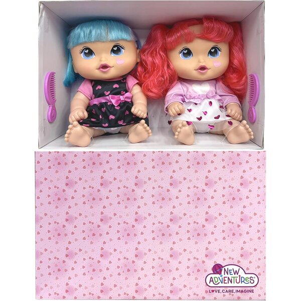Cuddle Kids Yummy Hearts 11": 2 Puppen mit bunten Haaren und austauschbarer Kleidung