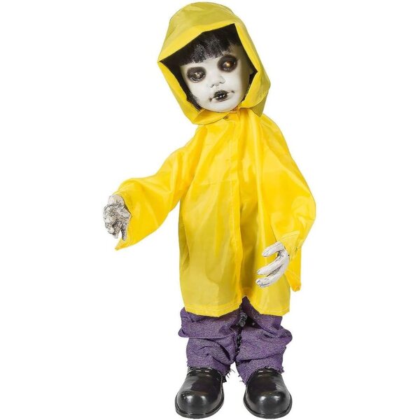 Fun Express Halloween-Puppe im mehrfarbigen Regenmantel, 84 cm, mit Geräuschen