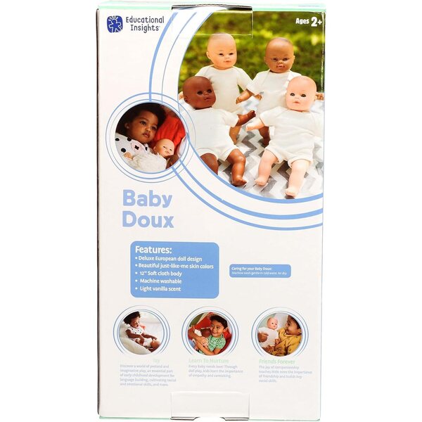Educational Insights Baby Doux 12 Zoll Popp mat mëttlerer Haut a bewegbaren Hänn