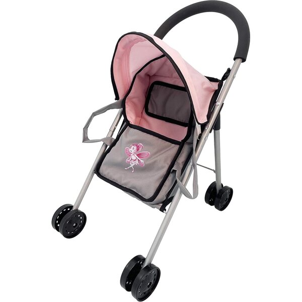 Súprava buggy pre bábiku Dimian s mäkkou bábikou 29 cm a ružovým kočíkom pre deti 3+