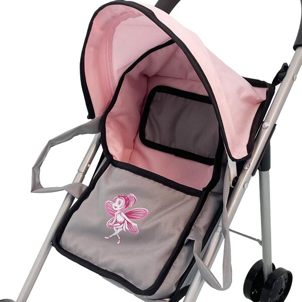 Súprava buggy pre bábiku Dimian s mäkkou bábikou 29 cm a ružovým kočíkom pre deti 3+