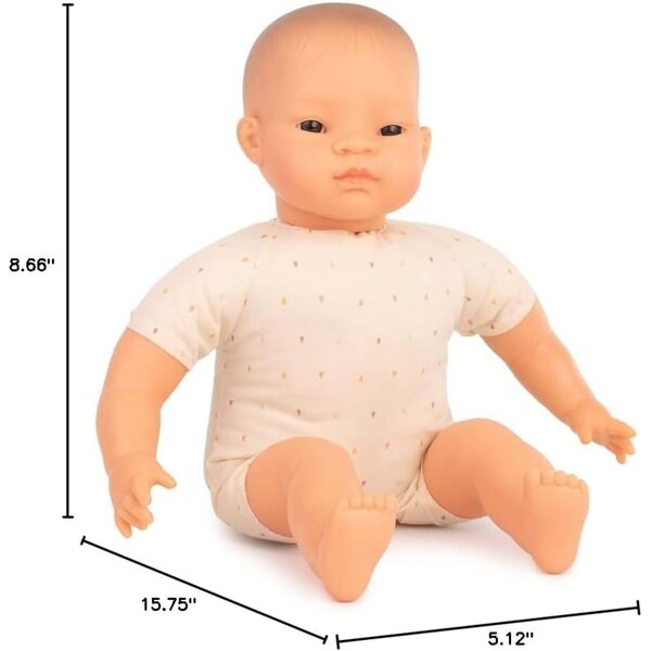Miniland Puppe mit weichem Körper, 40 cm, asiatisches Mädchen – sicheres Lernspielzeug
