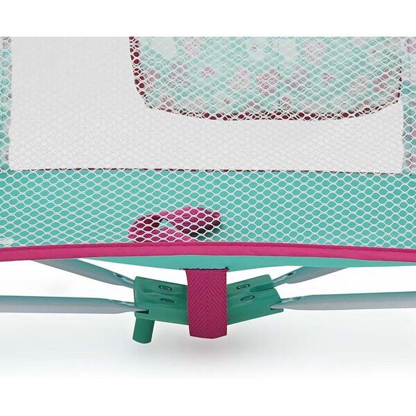509 Crew Mint Heart Tragbares Puppenspielbett mit rosa-grünen Organizer-Taschen