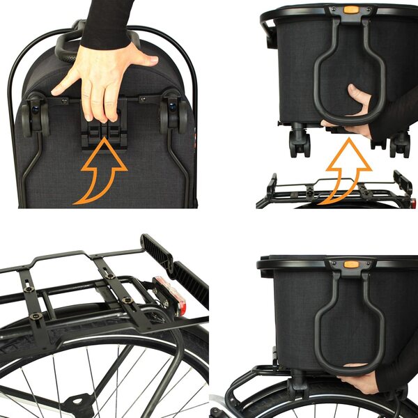 Multi 2-in-1 faltbarer Fahrradkorb mit Rädern und einfacher Befestigung für Gepäckträger