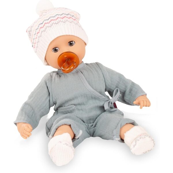 Götz Muffin Baby Zig Zag 13" weiche Stoffpuppe mit blauem Kleid und Accessoires