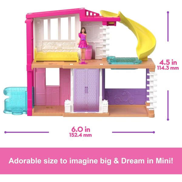 Mini BarbieLand Puppenhaus mit Aufzug, Pool und Zubehör