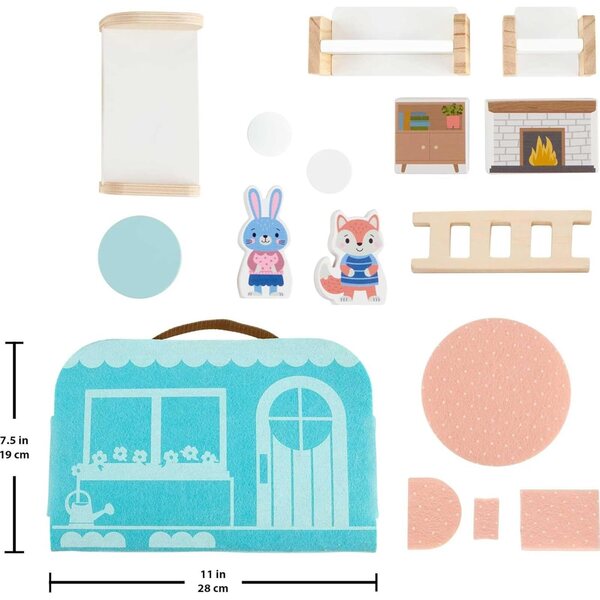Fisher-Price Maisonnette portative en bois avec 15 pièces pour jeux d'imagination à partir de 3 ans