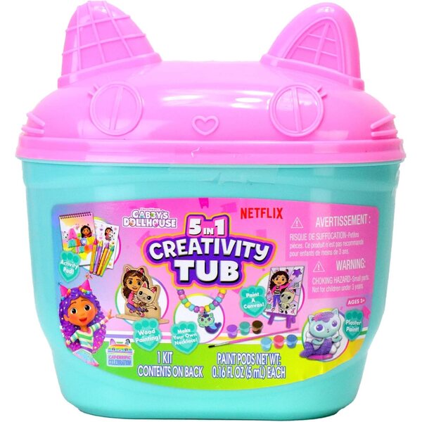 Gabby's Dollhouse 5-i-1 kreativt kit för barn med färger, stämplar och klistermärken