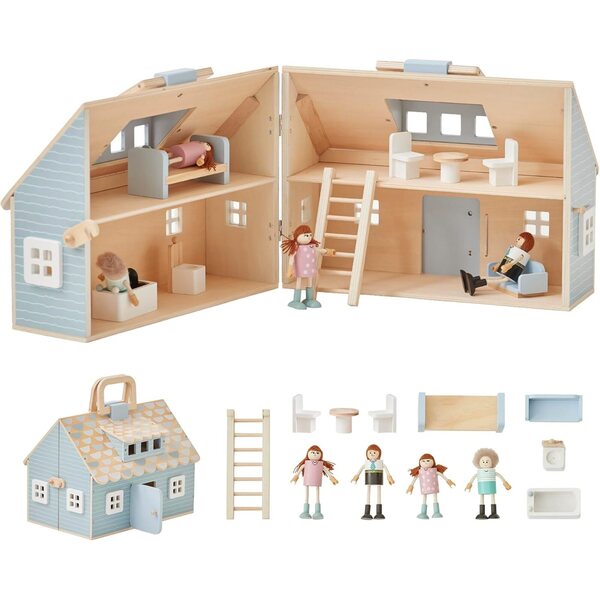 Maison de poupée en bois Olivia's Little World avec 12 accessoires et 4 figurines