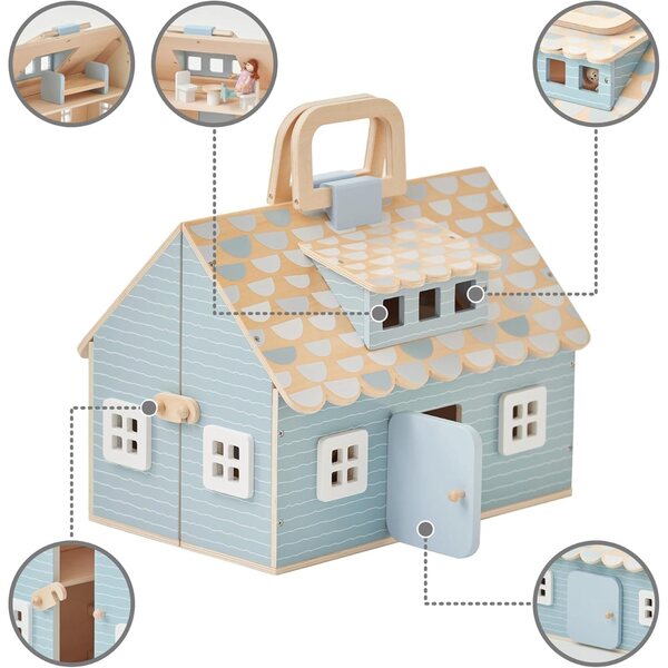Olivia's Little World houten poppenhuis met 12 accessoires en 4 beeldjes