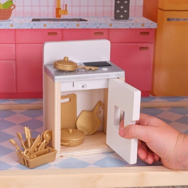 KidKraft Puppenhaus aus Holz mit Rädern und 29 Zubehörteilen, interaktives Spiel