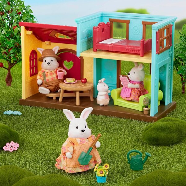 Li'l Woodzeez Nextdoor Neighbors Spielhaus mit 12 Teilen, Einrichtungsgegenständen und Zubehör, Spiel 3+