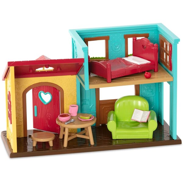 Li'l Woodzeez Nextdoor Neighbors Spielhaus mit 12 Teilen, Einrichtungsgegenständen und Zubehör, Spiel 3+