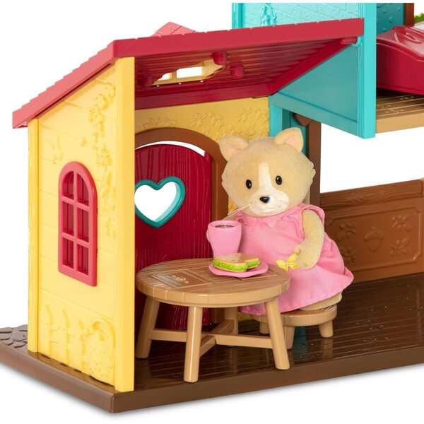 Li'l Woodzeez Nextdoor Neighbors Spielhaus mit 12 Teilen, Einrichtungsgegenständen und Zubehör, Spiel 3+