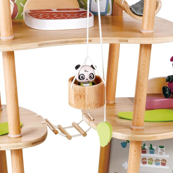 Bambus-Puppenhaus mit Hape-Panda – Lernspiel für Kinder ab 3 Jahren