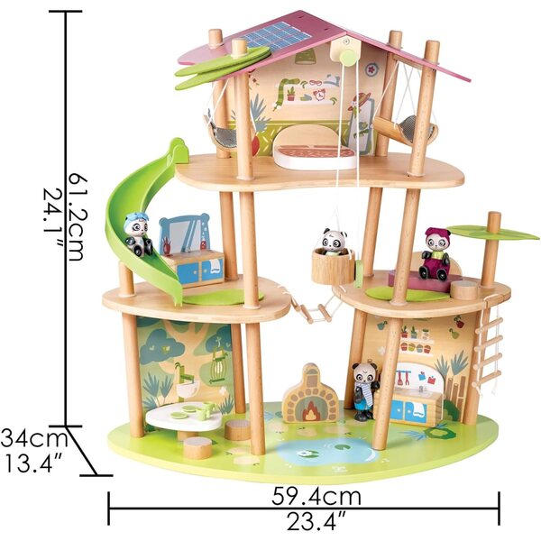 Bambus-Puppenhaus mit Hape-Panda – Lernspiel für Kinder ab 3 Jahren