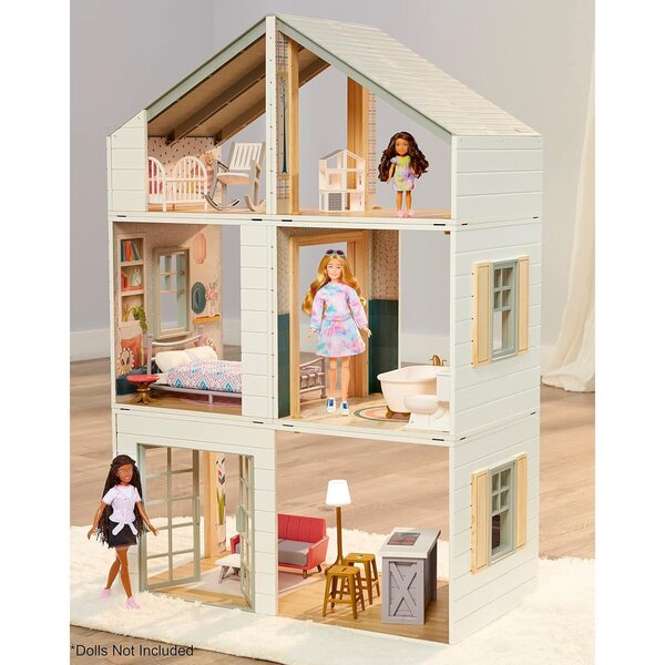 Little Tikes Puppenhaus aus Massivholz mit 14 Zubehörteilen und modularem Design