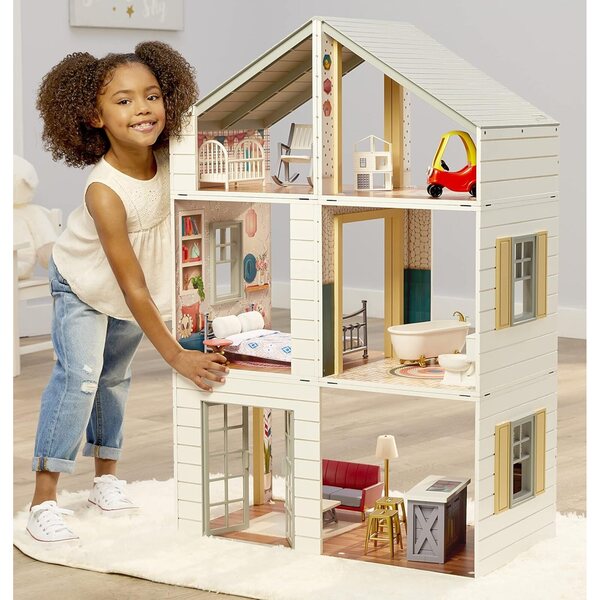 Little Tikes Puppenhaus aus Massivholz mit 14 Zubehörteilen und modularem Design