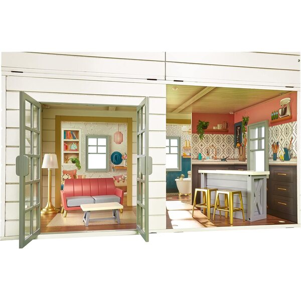 Little Tikes Puppenhaus aus Massivholz mit 14 Zubehörteilen und modularem Design