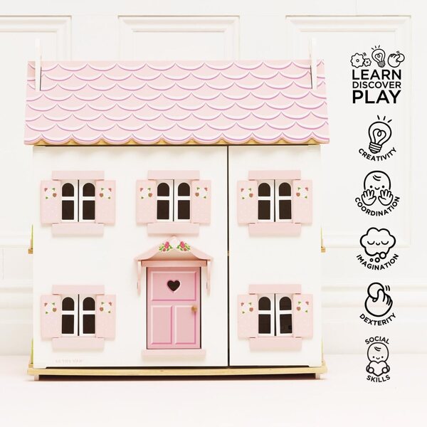 Le Toy Van Sophie Großes, dreistöckiges, dekoriertes Puppenhaus aus Holz