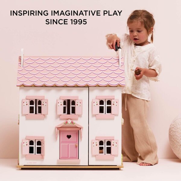 Le Toy Van Sophie Großes, dreistöckiges, dekoriertes Puppenhaus aus Holz