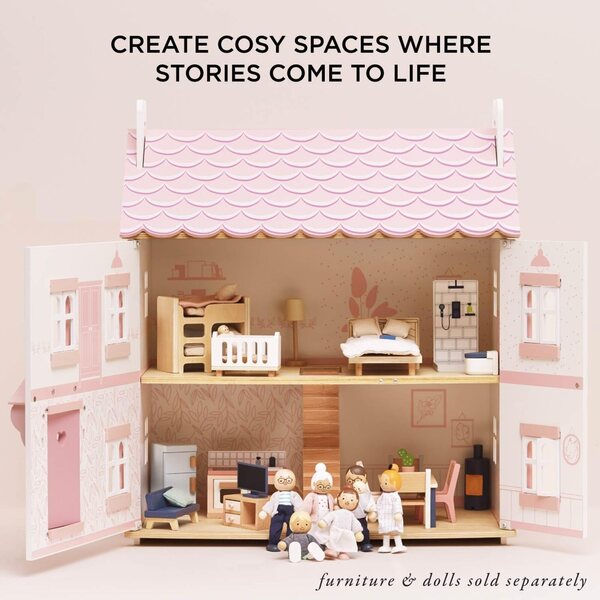 Le Toy Van Sophie Großes, dreistöckiges, dekoriertes Puppenhaus aus Holz