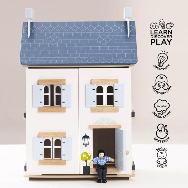 Le Toy Van Holz-Puppenhaus Sky mit Dachboden für Kinder ab 3 Jahren