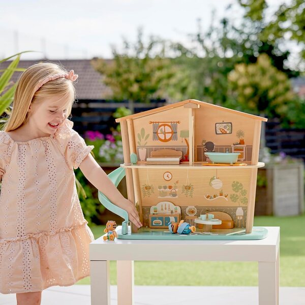 Hape Tigers Jungle House Puppenhaus aus umweltfreundlichem Holz für Kinder ab 3 Jahren