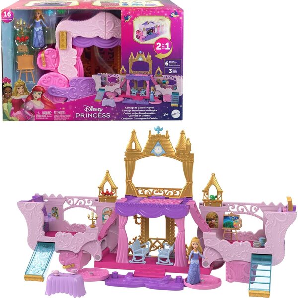 Mattel Disney Princess Carrozza Trasformabile in Castello con Aurora e Accessori