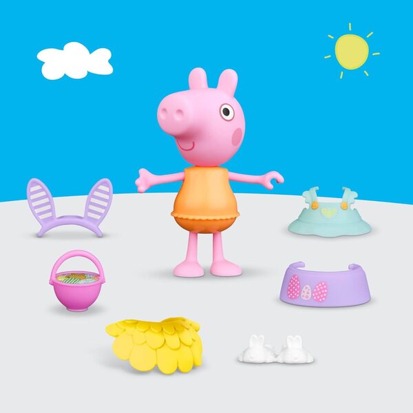 Peppa Pig Puppe 15 cm mit 6 Frühlings- und Osteraccessoires für Kinder ab 3 Jahren