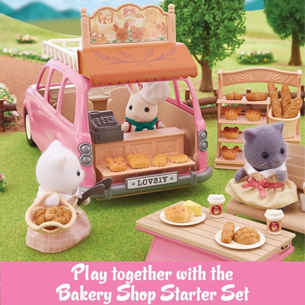 Calico Critters Familien-Picknick-Van: Rosafarbener Spielzeug-Van mit 10 Sitzplätzen für Sammelfiguren