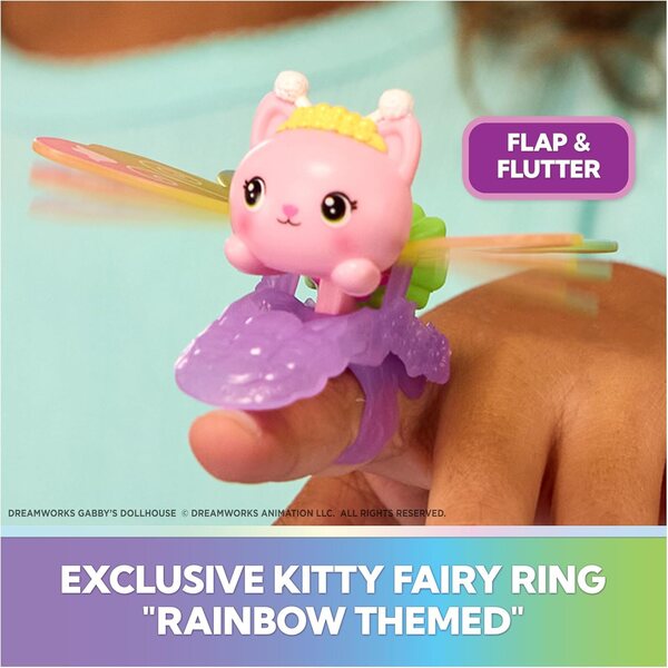 Casa de păpuși a lui Gabby Fairylandia Set de joacă Kitty Fairy cu 12 piese și inel Flutter-riffic