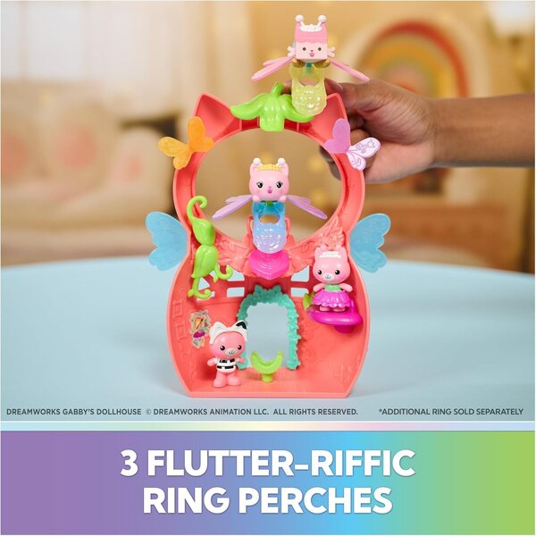 Casa de păpuși a lui Gabby Fairylandia Set de joacă Kitty Fairy cu 12 piese și inel Flutter-riffic