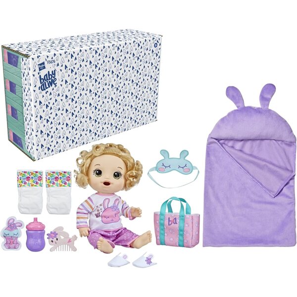 Baby Alive Bunny Sleepover Baby – 12-Zoll-Puppe mit Zubehör zum Thema Schlaf