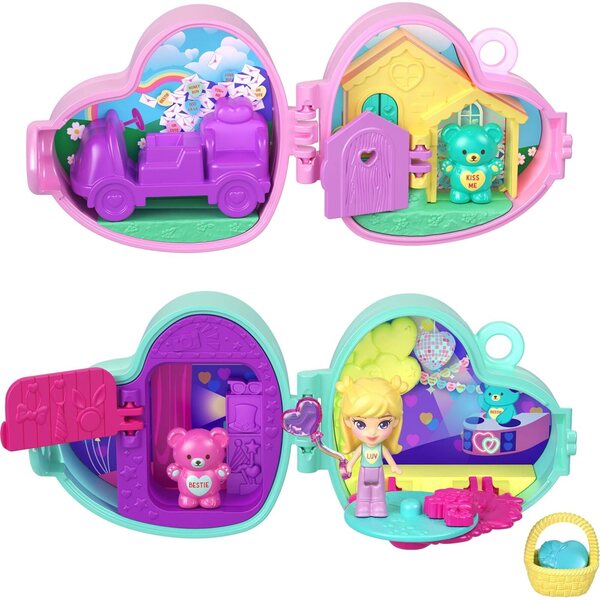 Polly Pocket x Sweethearts: Sada mikro panenek se 7 tematickými doplňky a klíčenkou