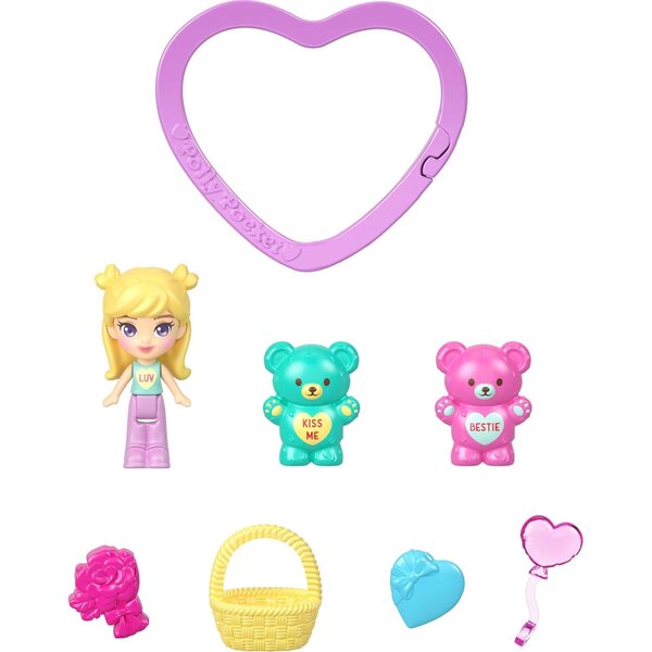 Polly Pocket x Sweethearts: Sada mikro panenek se 7 tematickými doplňky a klíčenkou