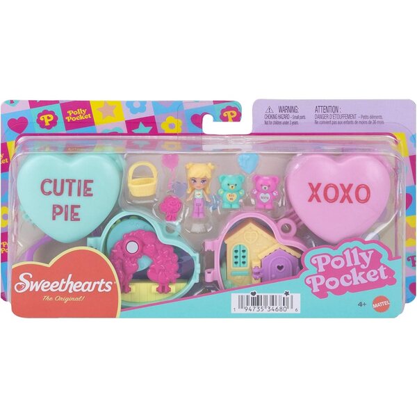 Polly Pocket x Sweethearts: Sada mikro panenek se 7 tematickými doplňky a klíčenkou