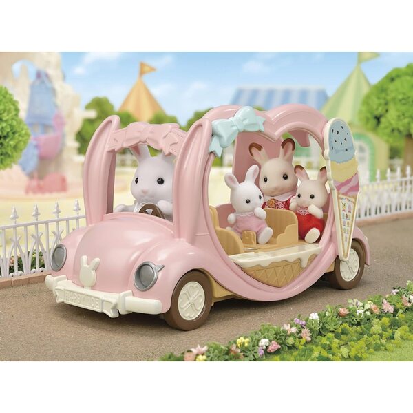Pinker Eiswagen von Calico Critters mit Zubehör und 4 Sitzen für Puppen