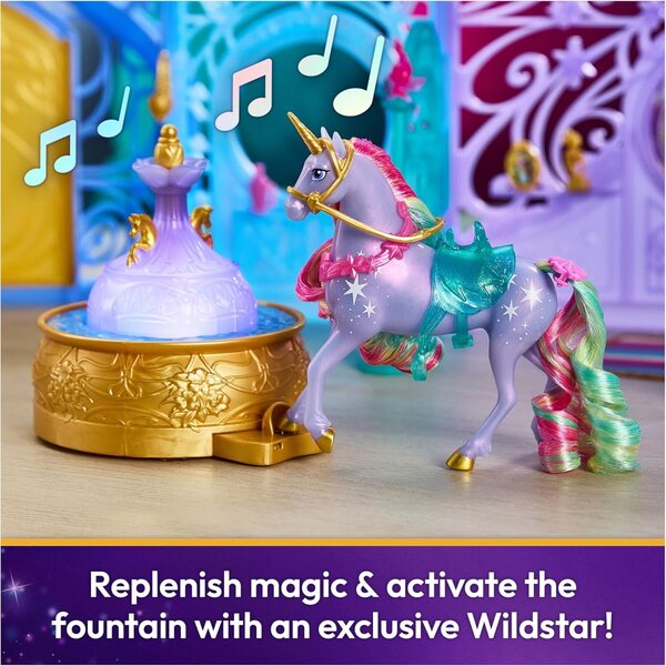 Vienradža akadēmijas rotaļu komplekts Starglow strūklaka un stallis ar Wildstar, gaismas un skaņas, 24 aksesuāri