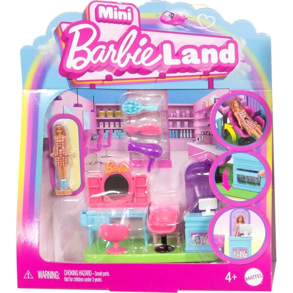Mini jouet de coiffeur BarbieLand avec poupée de 1,5 pouces et accessoires