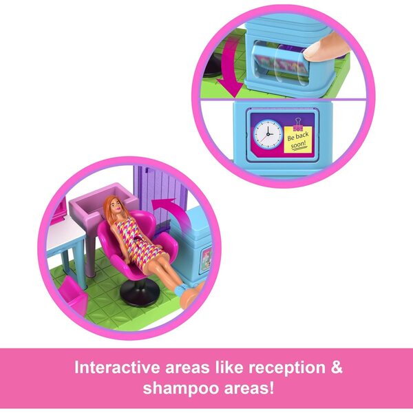 Mini-BarbieLand-Friseurspielzeug mit 1,5-Zoll-Puppe und Zubehör