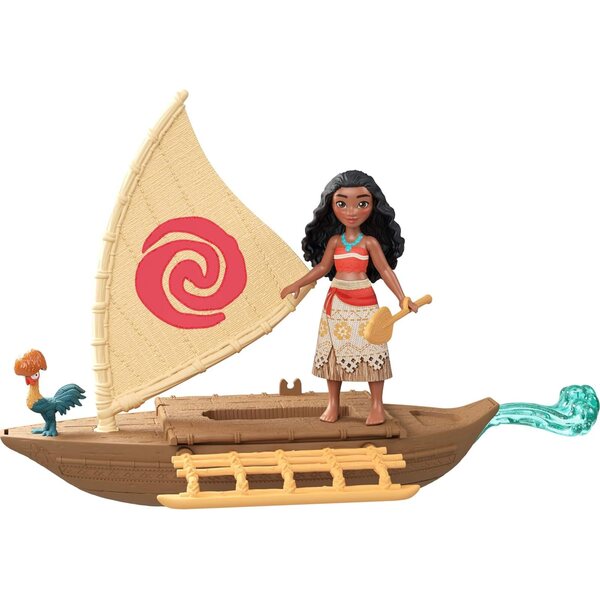 Mattel Disney Moana Piccola Bambola e Set Barca Galleggiante con Heihei e Accessori