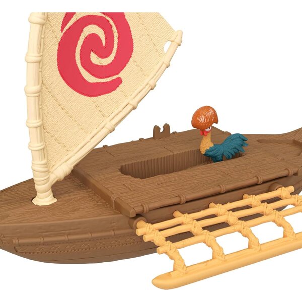 Mattel Disney Moana Set aus kleiner Puppe und schwimmendem Boot mit Heihei und Zubehör
