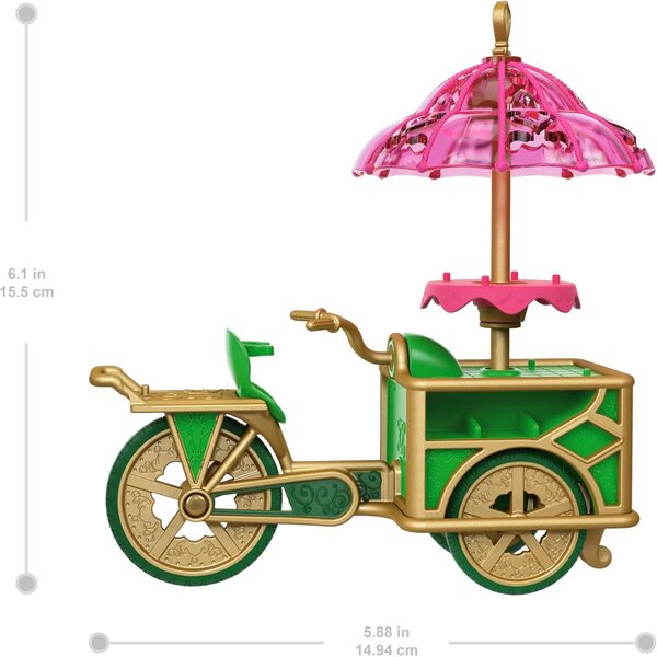 Mattel Wicked Emerald City Dessertwagen mit Elphaba-Puppe und 7 Zubehörteilen
