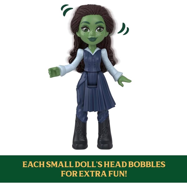 Mattel Wicked Emerald City Train Spielset mit Elphaba, 3 Spielfeldern und 14 Zubehörteilen